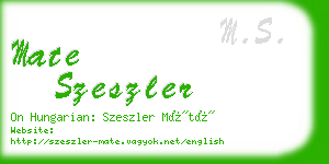 mate szeszler business card